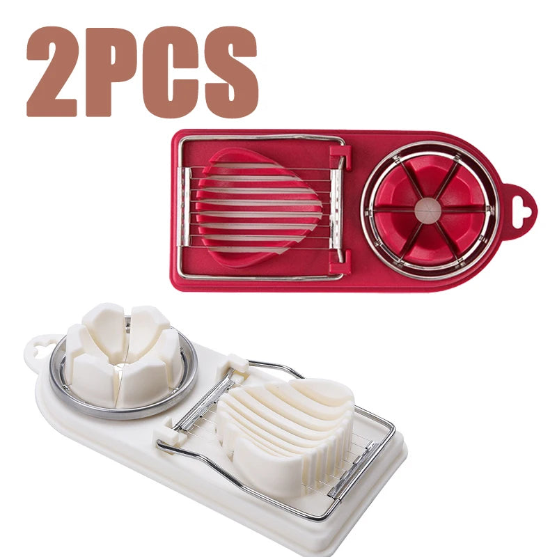 1/2PC Multi Functional Egg Cutting Artifact Stainless Steel Slicer Fancy Splitter Kitchen Divider Two in One Egg Cutter Tools Econic Blanks